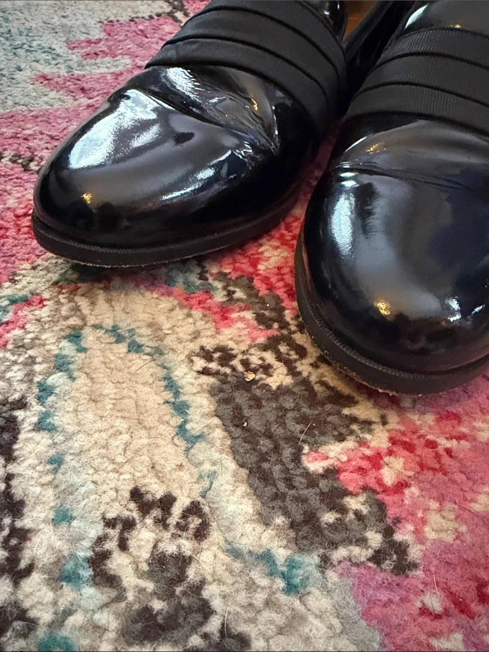 Stacy Adams Black Patent Leather Slip-On Loafers with Elastic Band